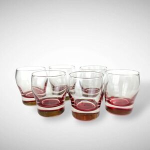 Libbey Perception? On the Rocks‎ Liquor Cordial Glasses Set of 6 Red Bottom